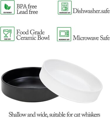 Котло propositions для котів та кошенят з кераміки, 15*4 см (чорний та білий)