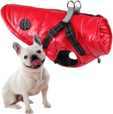 Водонепроникна куртка для собак 2-в-1 зі вбудованим шлейкою – зимова куртка для собак маленьких, середніх та великих порід – вітронепроникна, зручна та легка в догляді, червона, 3XL