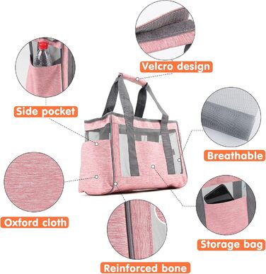 Транспортна сумка для собак PETCUTE, рожева, з регульованим ременем, дихаюча, для котів та собак (M)