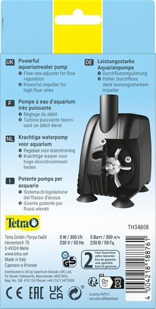 Tetra WP 1000 водяна помпа для акваріумів, потужна акваріумна помпа з регулюванням потоку, для оптимальної циркуляції та чистої води, 200-300 л (WP 300 для 10-80 л)
