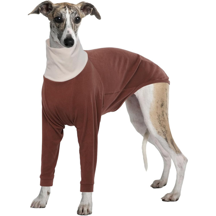 Теплий пуловер для віндхундів та віппотів (вайєт) з флісу, армійсько-зелений та коричневий кольори, розмір XL