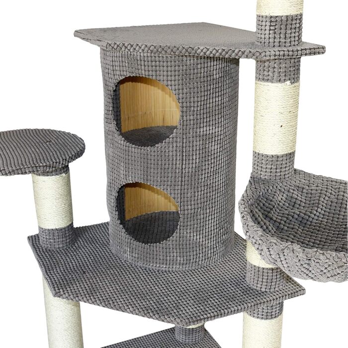 Драбина-кіготь для котів Bontoy Betty Pro сірого кольору, 65x65x176 см, з 12 см сизалевих стовпів, великий будиночок для котів, підходить для великих котів, стабільна