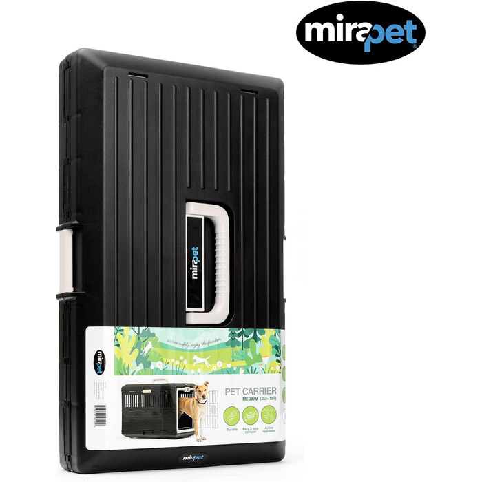 Складана переноска-клітка Mirapet для собак, 68,6 см, для дому та вулиці, з 360° вентиляцією та захистом стін, пластикова, США