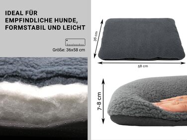 М'яке ліжко для собак та котів Zollner, сіре - 58x36 см, миється до 30°C, антиковзаючі підкладки