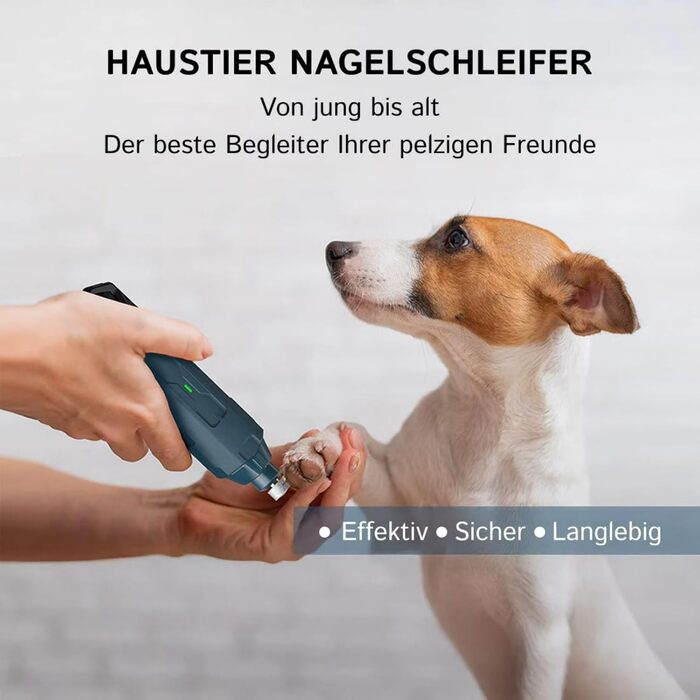 Шліфувальник для собачих нігтів Pawzyzie - безпечна та тиха технологія догляду за нігтями, 6 режимів, 2 LED-лампи, блакитний