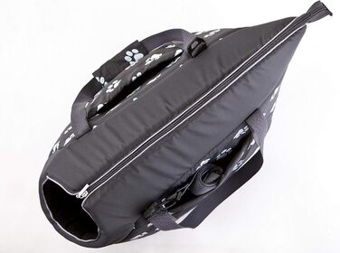 Транспортна сумка для собак та котів до 5 кг - практична переноска для тварин (20 x 42 x 22 см, графіт з лапками)