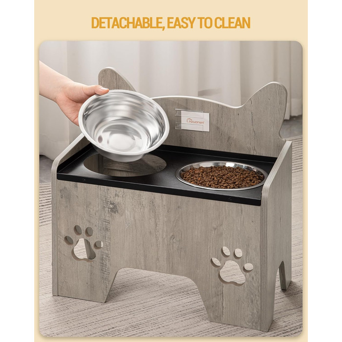 Підвищені годівниці для собак Hzuaneri з нержавіючої сталі, набір з 2 шт., антивитікаючі, для великих та середніх собак, Greige PB07105B