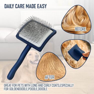 Щітка для вичісування довгошерстих собак та котів, велика, золота, для щоденного догляду за шерстю