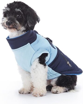 Зимовий теплий пуховик для собак Waerdichter Outdoor, для малих та середніх собак, з світловідбиваючими смугами та отвором для повідка (BLAU, S)