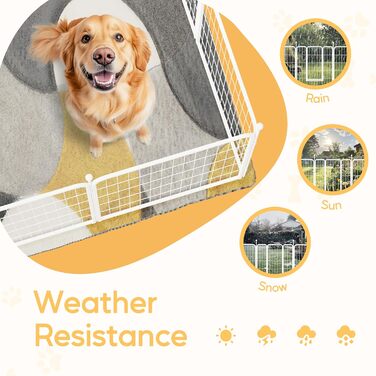 Вольєр для собак HealSmart, 61 см, 8 панелей, міцний метал, портативний, для дому та вулиці, для кемпінгу, двору, автодому, садово-паркових насаджень, приватності, тераси, білий