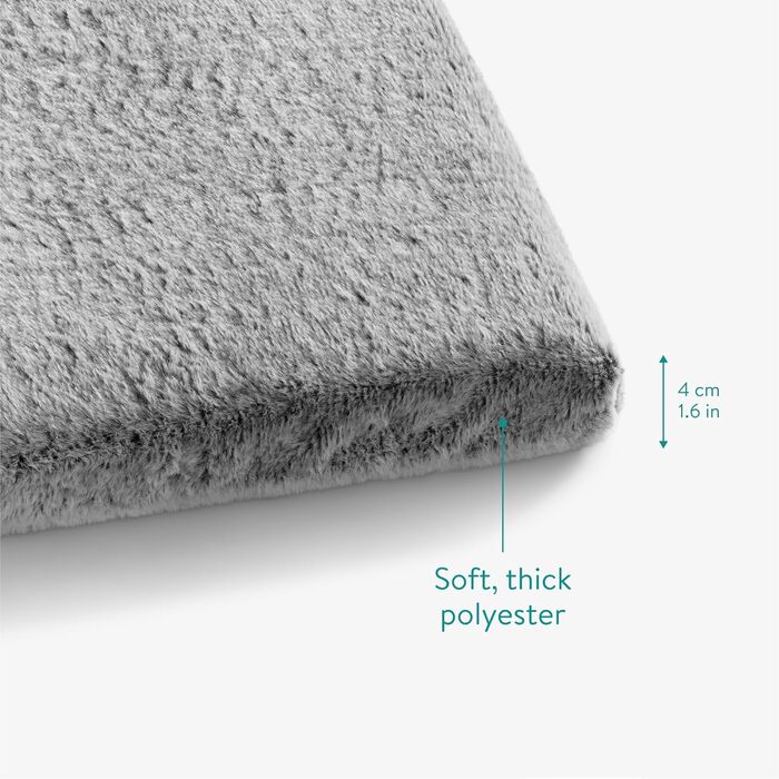 Navaris Тепла ковдра для котів та собак - 60x45x4 см. М'яка, знімний чохол, білий/сірий