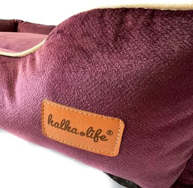 Собаче ліжко з велюру, миється, з високими бортиками – для маленьких та великих собак (M (80x50x18 см), слива)