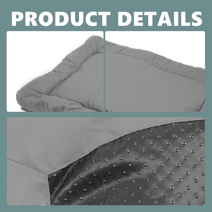 Портативне ліжко для собак Norhogo: водонепроникна килимок-матрац 90x60 см сірого кольору. Ідеально для подорожей, авто, будинку та на вулицю.