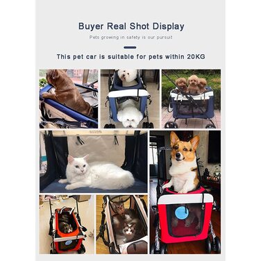 Легкий розкладний візок для дітей та маленьких собак – дихаючий візок для котів та собак – переноска для 2 тварин – портативний візок для домашніх тварин – система подорожей для цуценят та кошенят, червоний