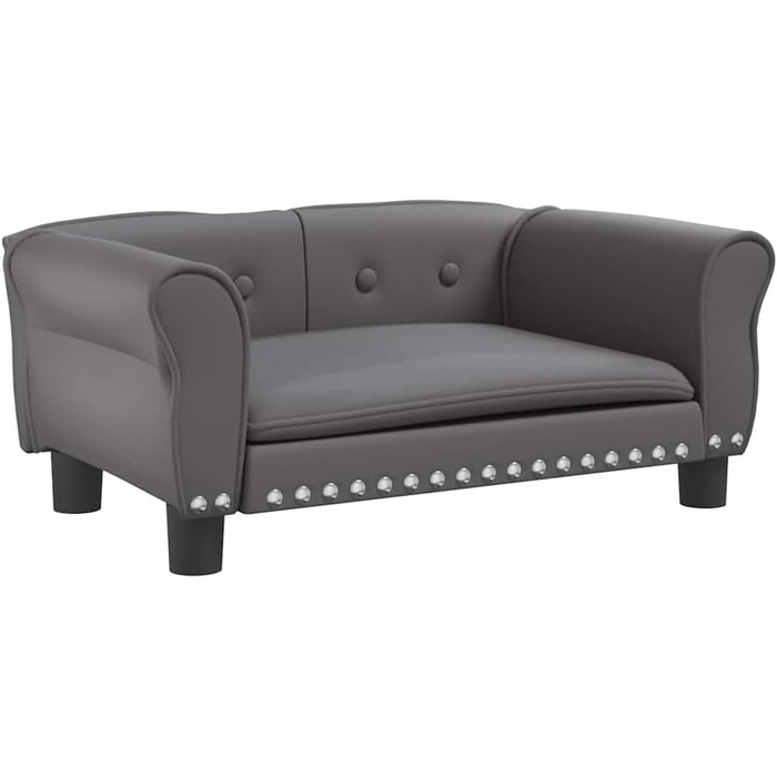 Диван для собак, м'яке ліжко для домашніх тварин, лежанка для собак з штучної шкіри, ліжко для цуценят, диван для домашніх тварин, будиночок для собак, для великих та середніх собак, сучасний та елегантний дизайн, сірий, 70x45x30 см