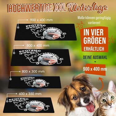 Підкладка під годівницю для котів з фотографією, персоналізований подарунок для власників котів, миється, нековзна (90 x 40 см)