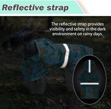 Дощовик для собак Kooltail з капюшоном, зелений (квітка), для маленьких та середніх собак, водонепроникний, з отвором для повідка