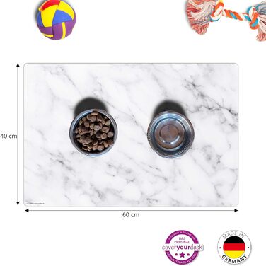 Підкладка для годівлі собак та котів 'Величний Білий Мрамор' з преміум вінілу - 60x40 см – неслизька, миюча, міцна - Зроблено в Німеччині