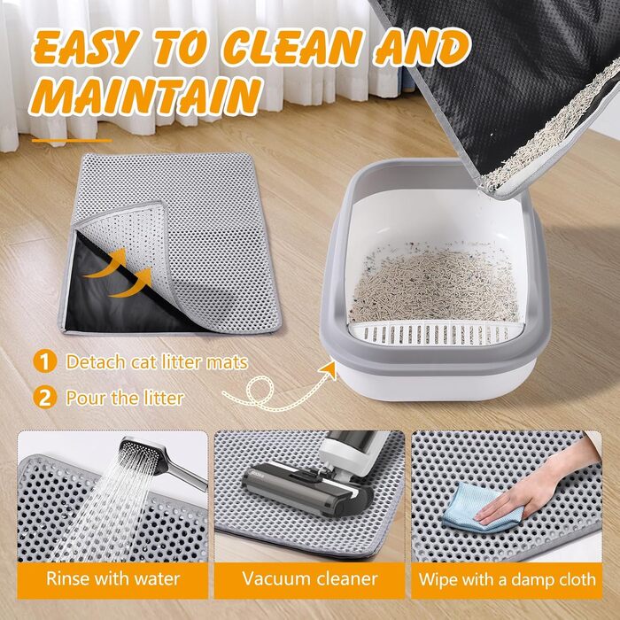 Килимок для котячого туалету Ondware, 117.8 x 66 см, двошаровий, вологостійкий (сірий)