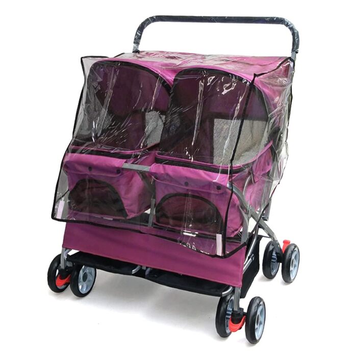 Дитяча коляска Doppel Kinderwagen Easy Walk - чорна, фіолетова, з дощем, для тварин та котів