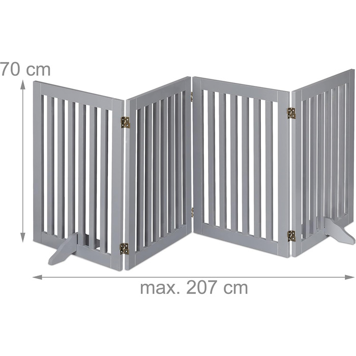 Захисна огорожа Relaxdays для собак 70x207 см з ніжками сіра