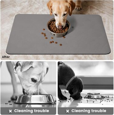Підкладка під миску для собак та котів, нековзна, 60 x 150 см, сірий колір