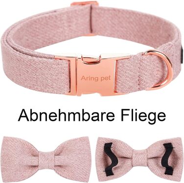 Нашийник для собак Aring PET на Різдво, бавовняний нашийник з бантиком, милий нашийник для собак, подарунок з металевою застібкою для великих собак (M, Рожевий)