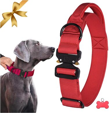 Нашийник для собак Vivi Bear тактичний, регульований, з контролем, нейлон, неопрен, для великих собак, червоний, розмір L