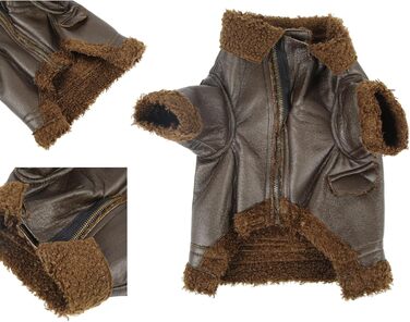 Зимова куртка для собак Pssopp з PU-шкіри, плюшевий підкладка, для маленьких, середніх та великих собак, для прогулянок на вулиці (XL, XL)