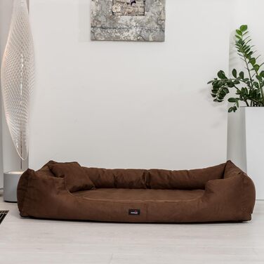 Ортопедичне ліжко для собак Tierlando® Pluto Ortho VISCO з м'якого велюру, Viscoschaum, розмір PLV5 130x100 см, колір 02 Графіт (PL3 | M+ | 90x75 см, 01 Коричневий)