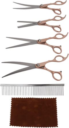 Набір ножиць для грумінгу домашніх тварин TOPINCN з нержавіючої сталі, 7 дюймів (золотий)