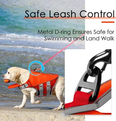 ThinkPet Жилет рятувальний для собак, світловідбиваючий, з регулюванням, поплавці (Оранжевий, Червоний, Розмір S)