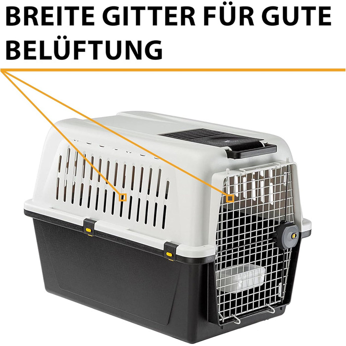 Транспортна переноска для собак Ferplast Atlas 60, сіра, 61 x 91 x 68 см