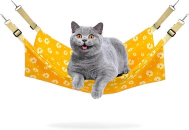 Кішка гамак для підвішування в клітці, двошарове ліжко-гамак для котів з металевими гачками, 55.9 x 45.7 см, для сну та ігор