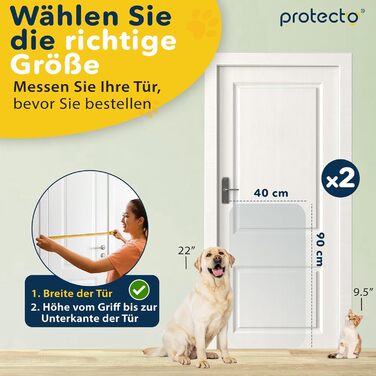 PROTECTO Захисна накладка від подряпин для собак і котів 2 шт 90x40 см, прозора, для дверей, меблів, стін, вікон і балконів