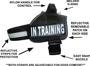 Шлея для собак Doggie Stylz з відстібною сумкою-рюкзаком для тренувань та подорожей, 2 знімні нашивки, регульований розмір