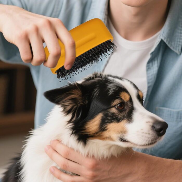 Щітка для котів для видалення шерсті – гребінець для видалення шерсті у котів, аксесуари для домашніх тварин для довгошерстих порід, цуценят, кошенят, щоденний догляд за шерстю, для використання на вулиці, ветеринари, професійна біла (жовта)
