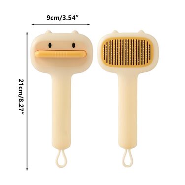 Щітка для собак та котів 2-в-1, самоочисна, зі сталевим гребенем для короткої та довгої шерсті, щітка для вичісування з миттєвим очищенням для собак та котів середніх та довгих порід