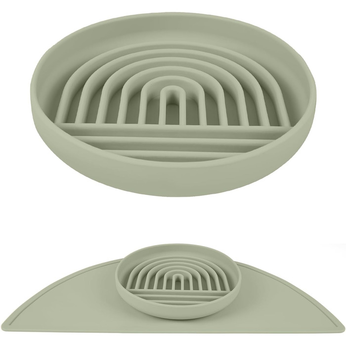 Силіконова миска для собак Slow Food, анти-нудотна миска, нековзна миска, силіконова миска для тварин (зелена)