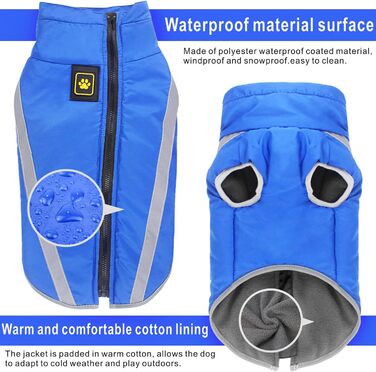 Водонепроникні дощовики для собак, зимові куртки для тварин, дощовики для собак, одяг для собак, світловідбиваючий одяг, жилет для цуценят з отвором для шлейки, для маленьких, середніх та великих собак (Синій, 3XL)