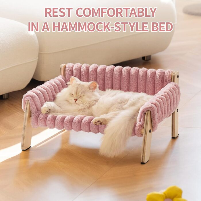 М'яке ліжко для котів EWOOFUN - велике, стабільне, знімне, 56x45 см (Рожевий, M)