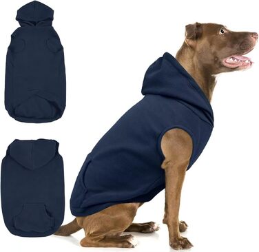 Світшот-худі для великих собак IECOii, теплий флісовий пуловер з капюшоном, блакитний (2XL)