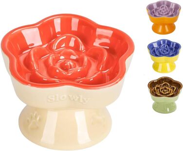 Миска для собак та котів Antischlingnapf, миска протиковтання, керамічна миска для собак та котів (Morgenblüte, Лимонний апельсин)