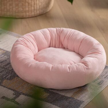 KASENTEX кругле лежако для собак та котів, рожеве, розмір 50,8×50,8 см, антиковзке, для малих собак і кошенят, машинне прання