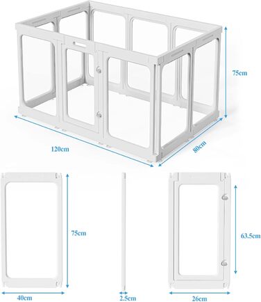 Кіяниця для цуценят SISKEYCOOC 60 см, прозора, з дверцятами, для собак середніх та маленьких порід, легка у догляді, для дому (10 шт.), біла