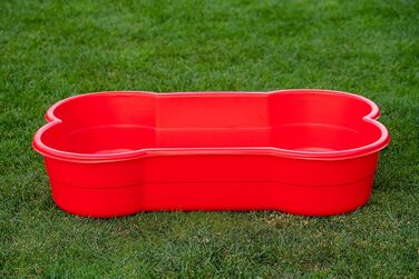 Стійкий басейн для собак DogsLand XXL 120x25x80 см, червоний, у формі кістки, для малих і великих порід, для саду та балкону, нейлоновий, міцний, стійкий до подряпин