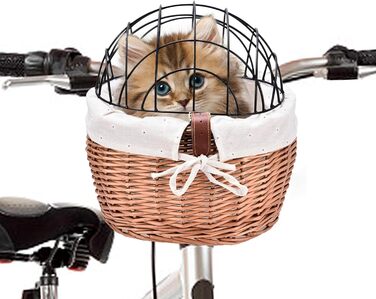Фаркоп для тварин на велосипеді, плетіння з лози, безпечний, знімний, для собак та котів, зручний, портативний, переноска для тварин, дизайн безпеки, сумка для зберігання на відкритому повітрі