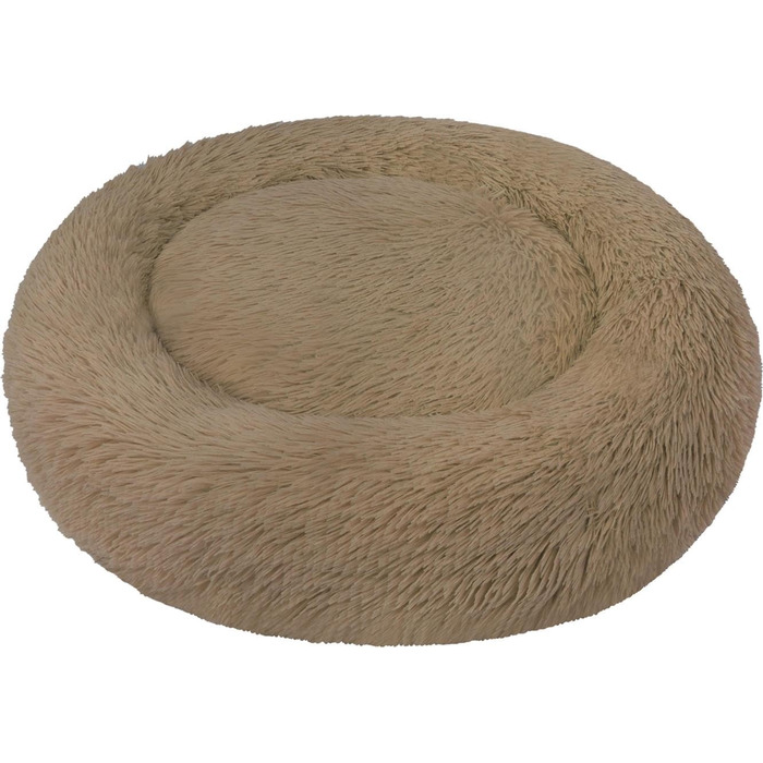 Кругле собаче ліжко Normani для великих і маленьких собак - ергономічна подушка-донат, собача лежанка з високим бортиком, колір коричневий, розмір 60x60x22 см
