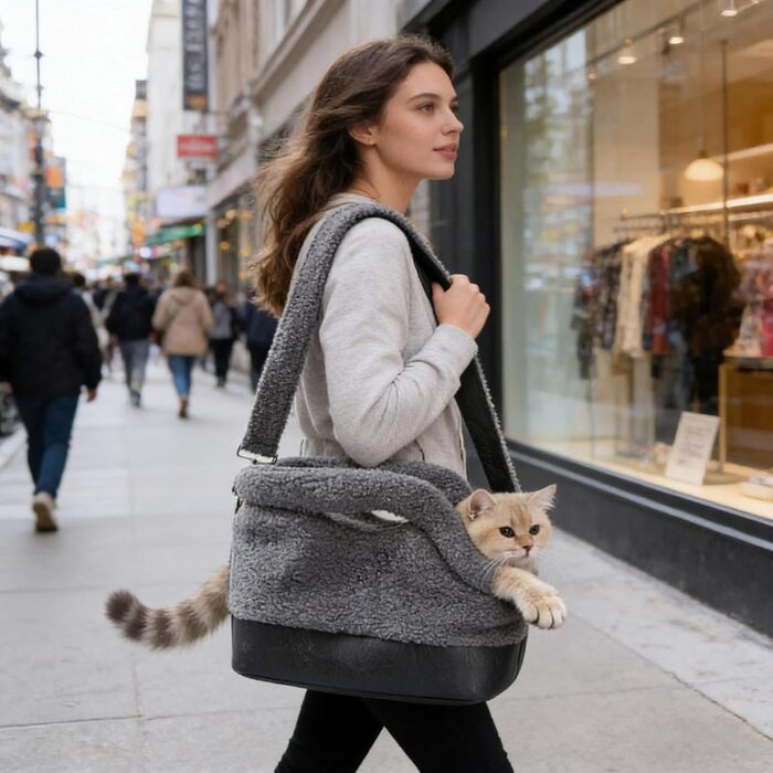 Сумка-переноска для собак та котів до 3 кг, сірого кольору (S)