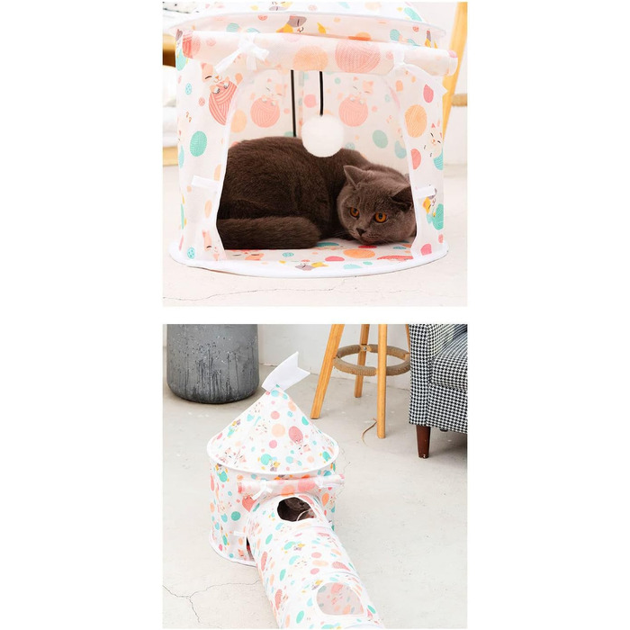 Ігровий тунель для котів та тварин, Pop-Up тунель, складаний, для дому (рожевий)